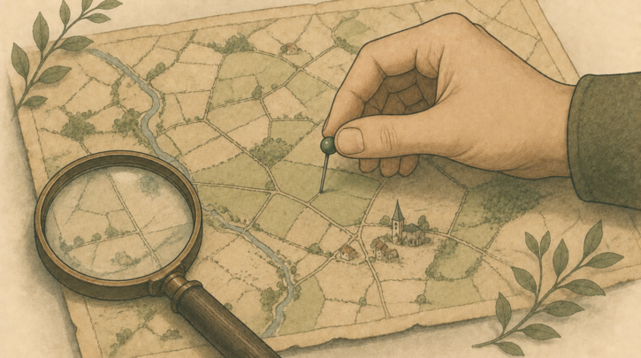 Illustration of locating an ancestral Irish townland on a map