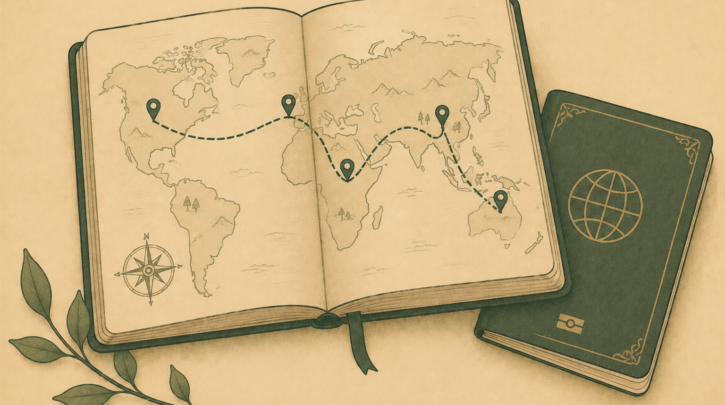 Illustration of planning a heritage trip route through Ireland