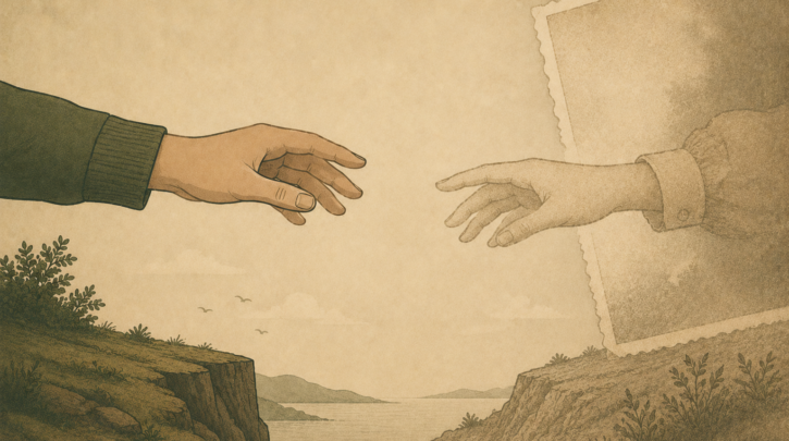Illustration of hands reaching across generations to reclaim Irish heritage